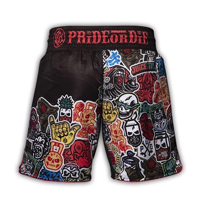 Pride Or Die Stickers MMA Grappling Shorts - Black